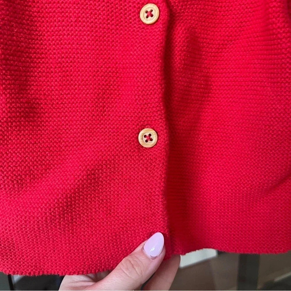 H&M kids knit cardigan toddler baby girl sweater red button down long sleeve - Picture 4 of 5